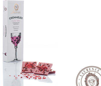 Laurence - Galerie de Chocolat Chommelier Pairings Chocolate Pink Wine with Pomegranate & Strawberry Pieces Ruby 100gr