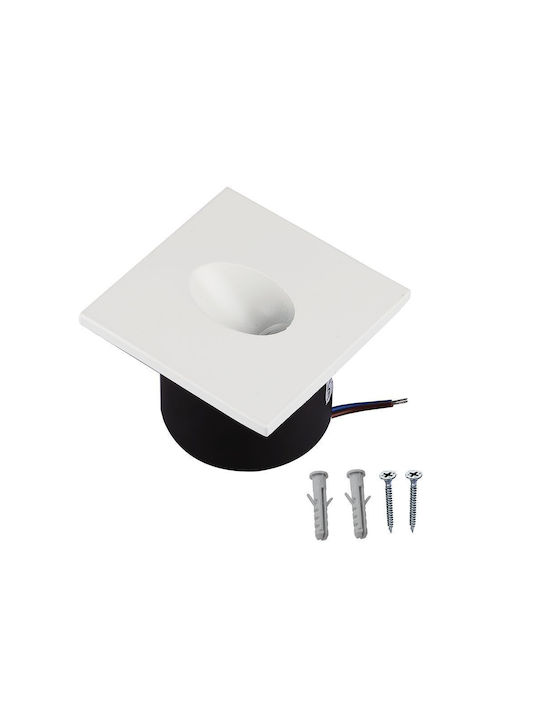 V-TAC Pătrat Metalic Spot Încorporat cu LED Integrat și Lumină Alb Cald Alb 8x8cm. 1buc