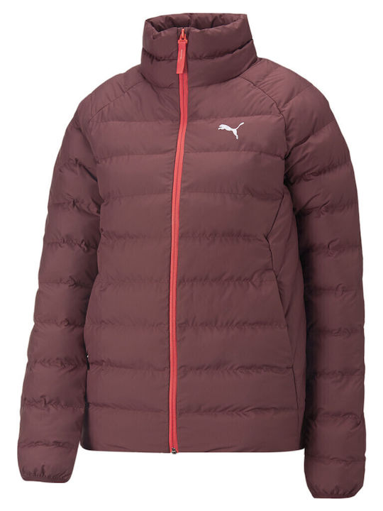 Eco Warmcell Κοντό Γυναικείο Puffer Μπουφάν για Χειμώνα Μπορντό
