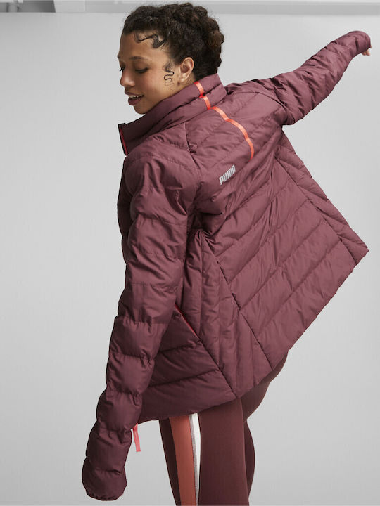 Eco Warmcell Κοντό Γυναικείο Puffer Μπουφάν για Χειμώνα Μπορντό