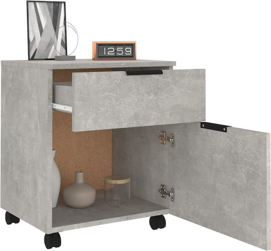 Cabinet De Birou Din Lemn Cu Roți Gri Beton 45x38x54cm