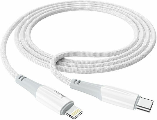 Hoco X70 Плетена USB-C към Lightning кабел 20W Бял 1м