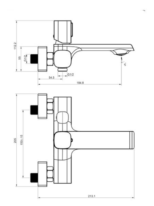 Interflex Astra Αναμεικτική Μπαταρία Μπανιέρας Πλήρες Σετ Ασημί