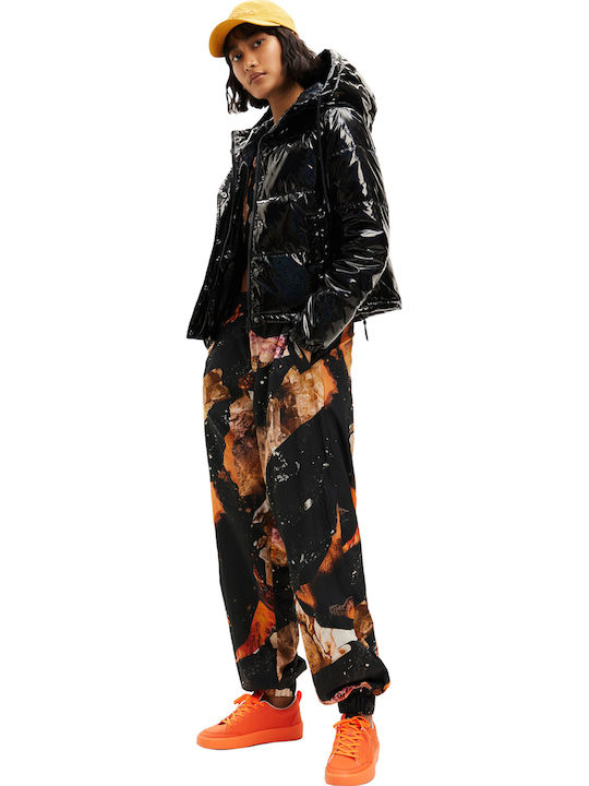 Kirkenes Women's Short Puffer Jacket for Winter with Hood Black