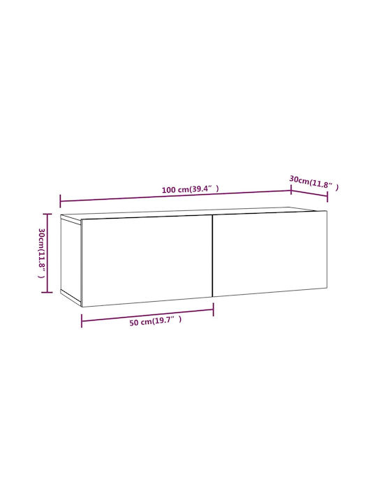 Wohnzimmer TV-Einheit Grey Sonoma L100xB30xH30cm