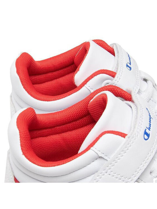 Rebound Vintage Mid Cut Kids Sports Shoes Basketball with Hoop & Loop Closure White