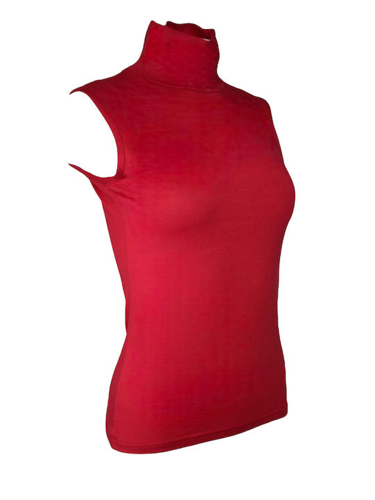 Apple Boxer Women's Sleeveless Turtleneck T-Shirt Red