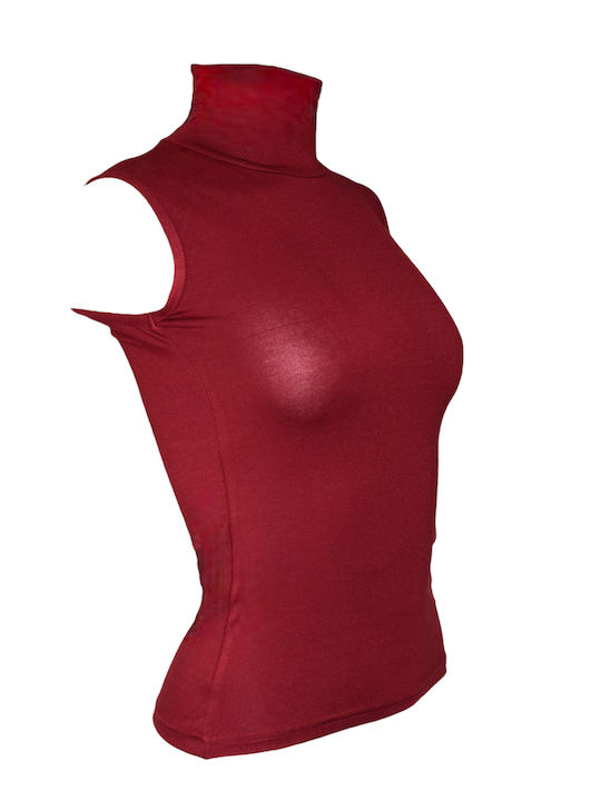 Apple Boxer Women's Sleeveless Turtleneck T-Shirt Burgundy