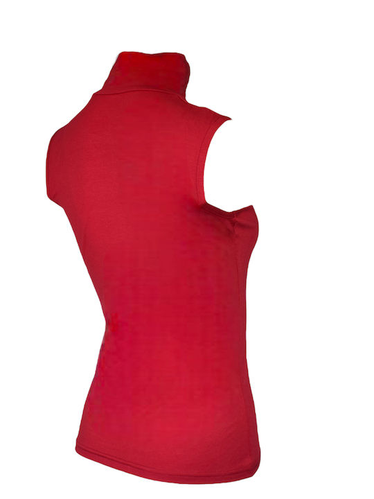 Women's Sleeveless Turtleneck T-Shirt Red