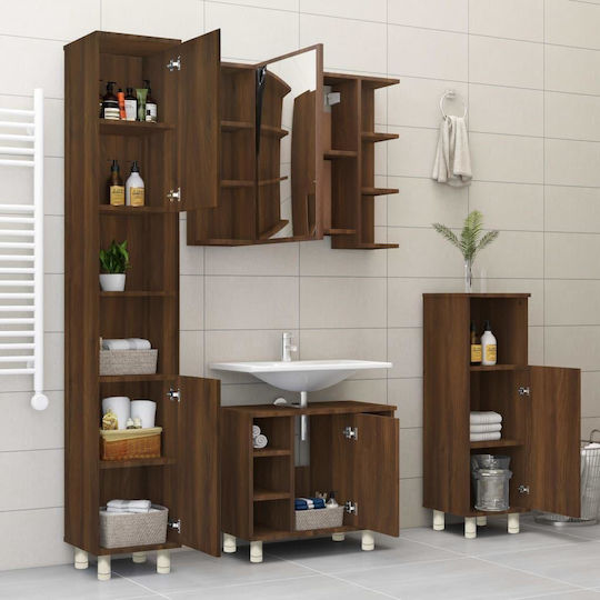 vidaXL Στήλη Μπάνιου Τοίχου Μ30xΒ30xΥ95cm Δρυς
