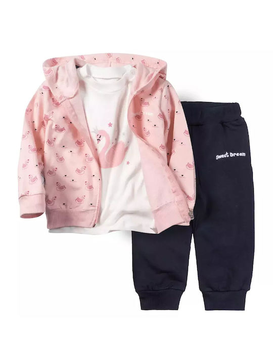 Εβίτα Kinder Sweatpants Set - Jogginganzug Rosa 3Stück