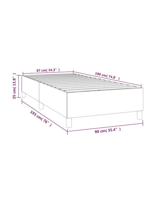 Mattress Bed Single Upholstered with Fabric Blue for Mattress 90x190cm