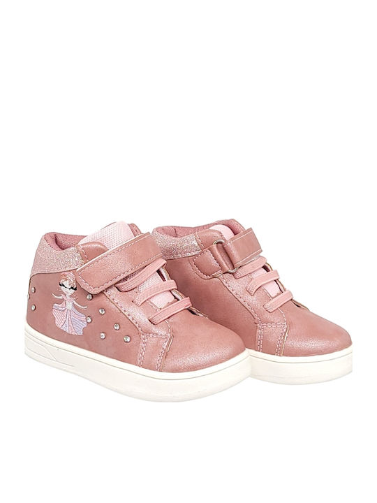 Suede Kinderstiefeletten mit Klettverschluss Rosa