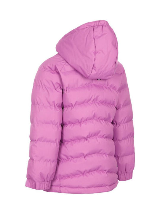 Trespass Kids Quilted Jacket short Hooded Pink Amira