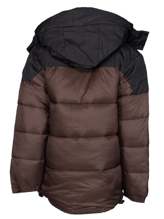 Kids' Casual Jacket Short with Hood Brown