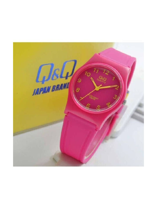 Q&Q Watch with Fuchsia Rubber Strap
