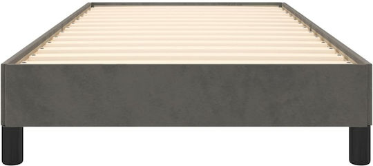 Suport Pat Single Tapițat cu Material Gri Închis pentru Saltea 100x200cm
