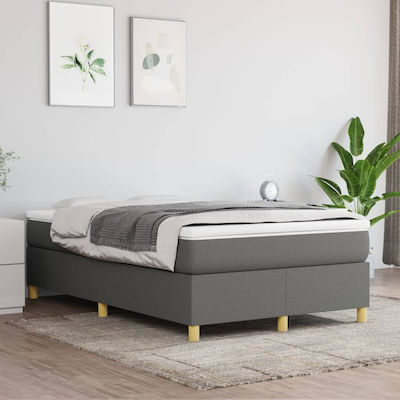 Boxspring Bed Base Semi-Double made of Wood Dark Grey 120x200x35cm