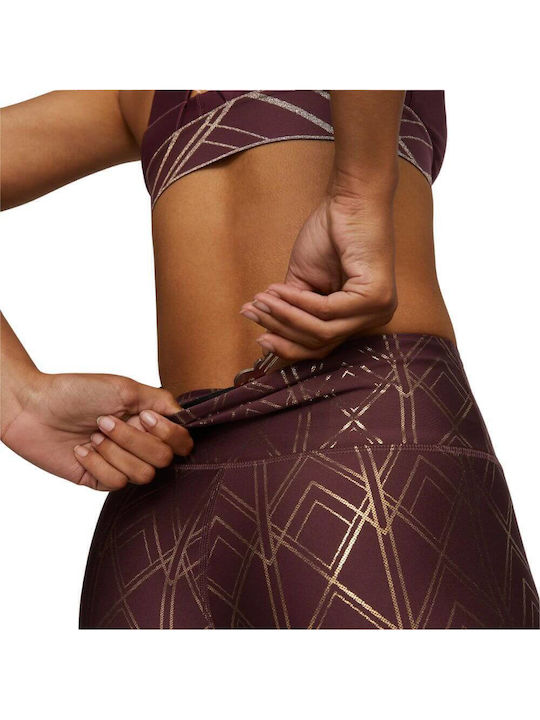 Deco Glam Women's Cropped Training Legging High Waisted Burgundy