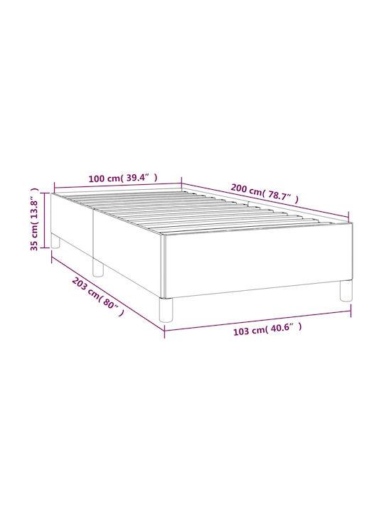 Betten Einzel mit Stoff in Hellgrau für die Matratze 100x200cm