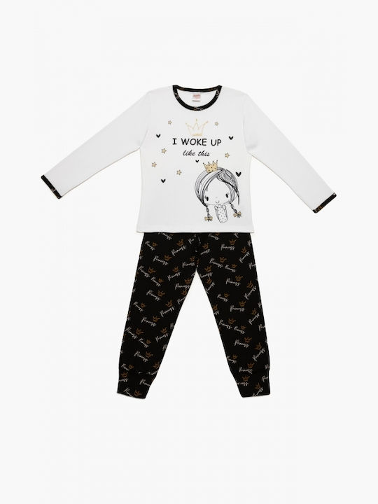 Minerva Set Top & Bottom Kids Winter Cotton Pyjamas White