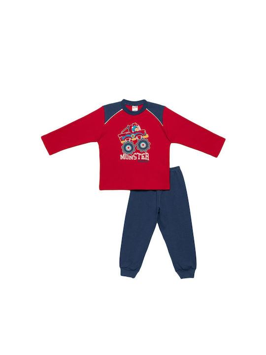 Minerva Set Top & Bottom Kids Winter Cotton Pyjamas Red