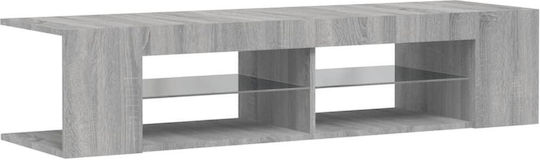 TV Stand from Wood and Glass with LED Lighting Grey Sonoma M135xD39xH30cm