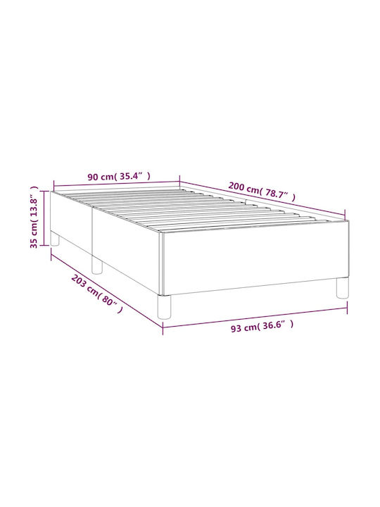 Betten Einzel mit Stoff Blau für die Matratze 90x200cm