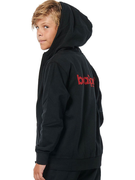Kids Sweatshirt Cardigan with Hood and Pockets Black