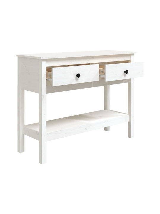 Solid Wood Console Table White L100xW35xH75cm