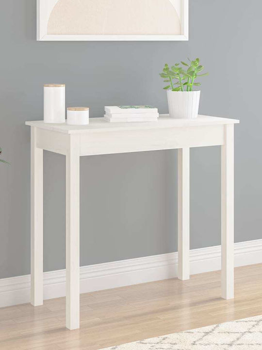 Solid Wood Console Table White L80xW40xH75cm