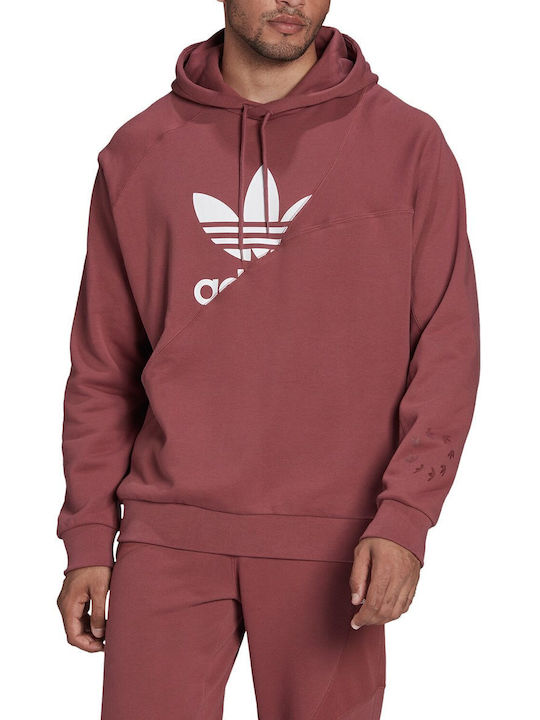 French Terry Sweatshirt with Hood Quiet Crimson
