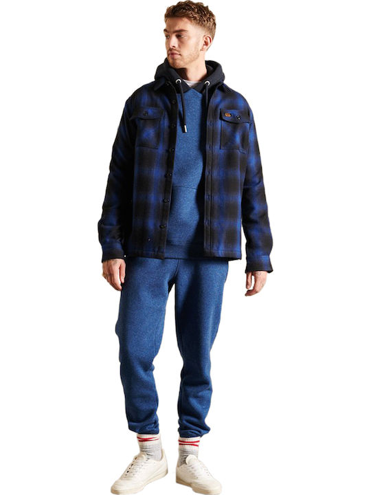 Ovin Vintage Sweatshirt with Hood Bright Blue Marl / Eclipse
