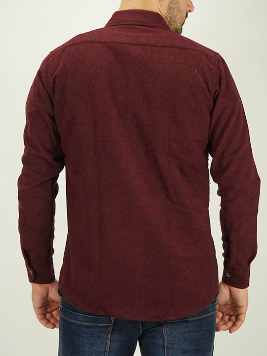 Canadian Country Herrenhemd Overshirt Langärmelig Flanell Burgundisch