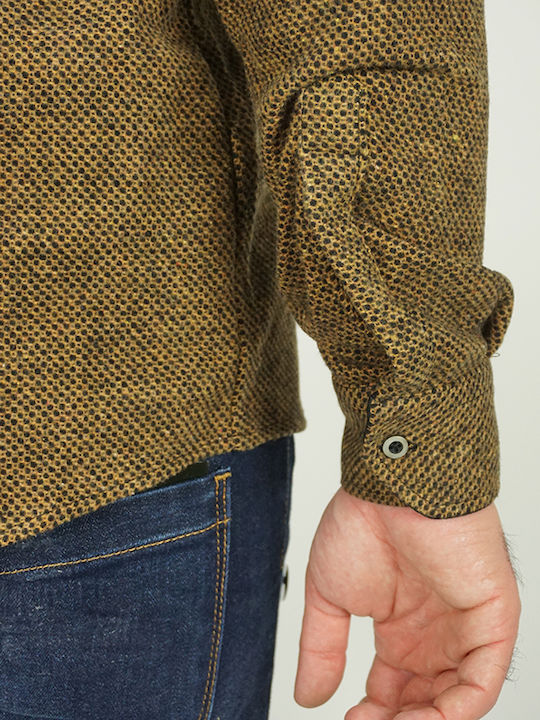 Long Sleeve Flannel Overshirt in Narrow Fit Brown