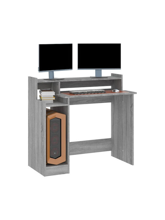 Γραφείο Υπολογιστή Ξύλινο Γκρι Sonoma με LED & USB θύρες 97x45x90εκ.