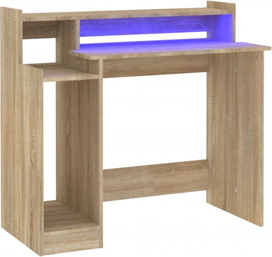 Γραφείο Υπολογιστή Ξύλινο Sonoma Δρυς με LED & USB θύρες 97x45x90εκ.