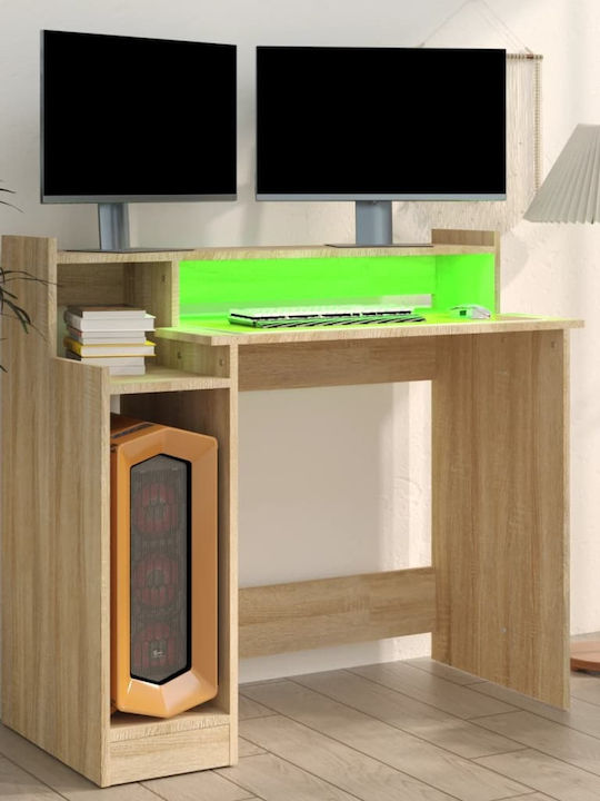 Computer Office Wooden Sonoma Oak with LED & USB ports 97x45x90cm