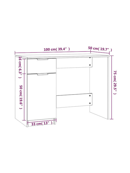 Schreibtisch Holz Grey Concrete 100x50x75cm