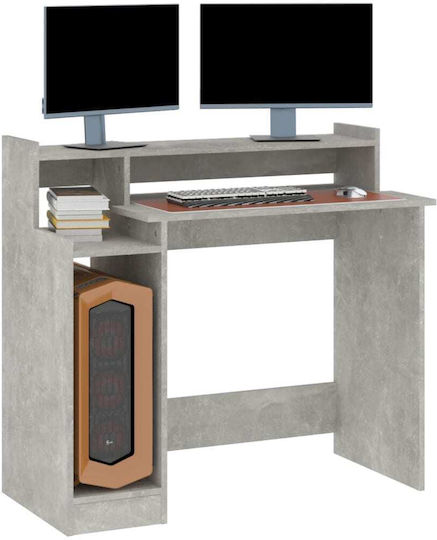 Computer Büro Holz Grey Concrete mit LED & USB-Anschlüssen 97x45x90cm