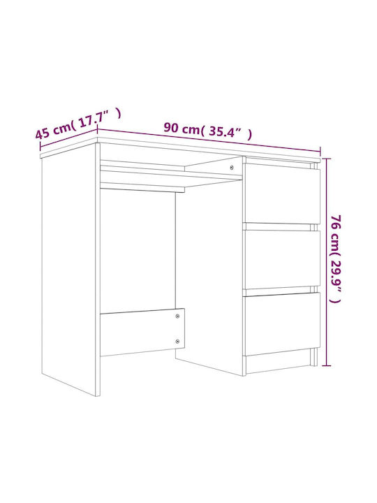 Schreibtisch Holz Grey Sonoma 90x45x76cm