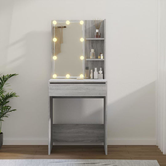Floor-Standing Makeup Dressing Table Wooden Grey with Mirror 60x40x140cm