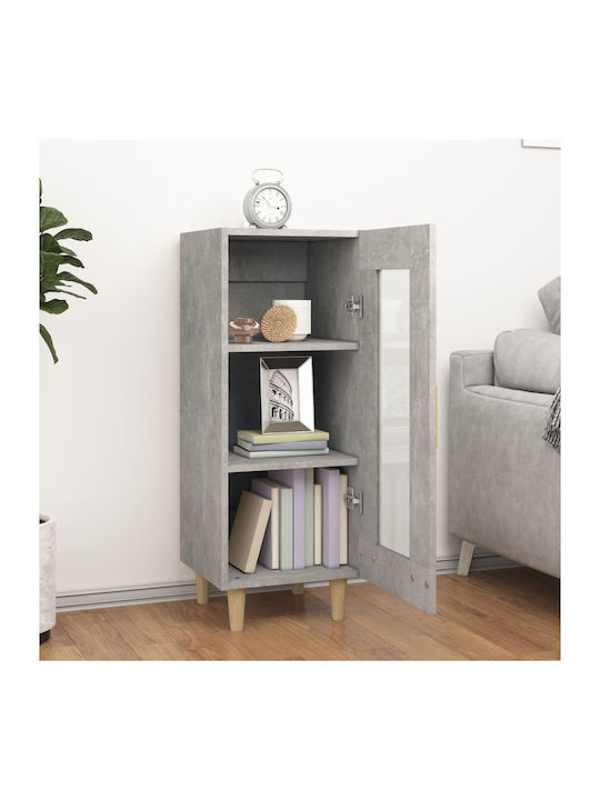 Living Room Display Cabinet Made of Particle Board with Grey Concrete Glass 34.5x34x90cm