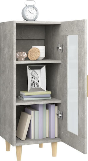 Living Room Display Cabinet Made of Particle Board with Grey Concrete Glass 34.5x34x90cm