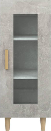 Living Room Display Cabinet Made of Particle Board with Grey Concrete Glass 34.5x34x90cm