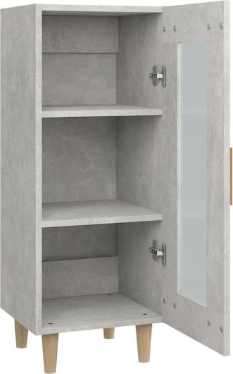 Living Room Display Cabinet Made of Particle Board with Grey Concrete Glass 34.5x34x90cm