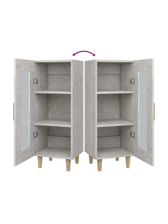 Living Room Display Cabinet Made of Particle Board with Grey Concrete Glass 34.5x34x90cm