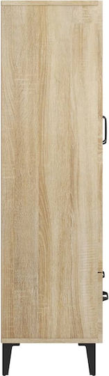 Living Room Display Cabinet Made of Particle Board with Windowed Brown 70x31x115cm