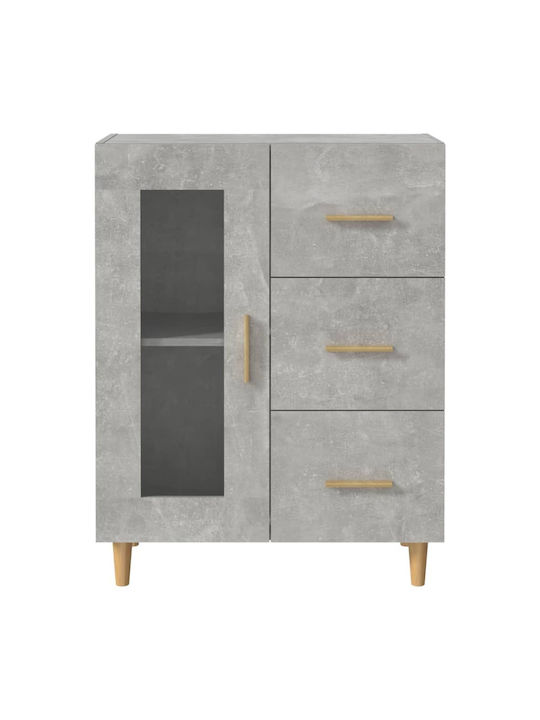 Floor-standing Living Room Display Cabinet made of Particleboard with Glass Grey Concrete 69.5x34x90cm