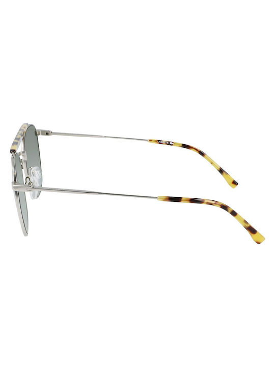 Lacoste Men's Sunglasses with Silver Frame and Green Lens L241S-045